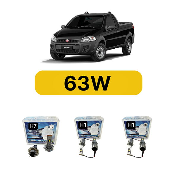 Kit LED Fiat Strada (2014-2019) Foco Duplo - Farol Alto Baixo e Milha