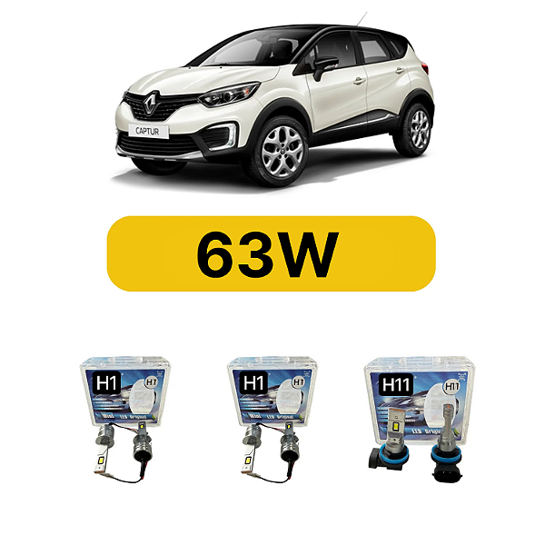 Kit LED Renault Captur (2017-2024) Farol Alto Baixo e Milha