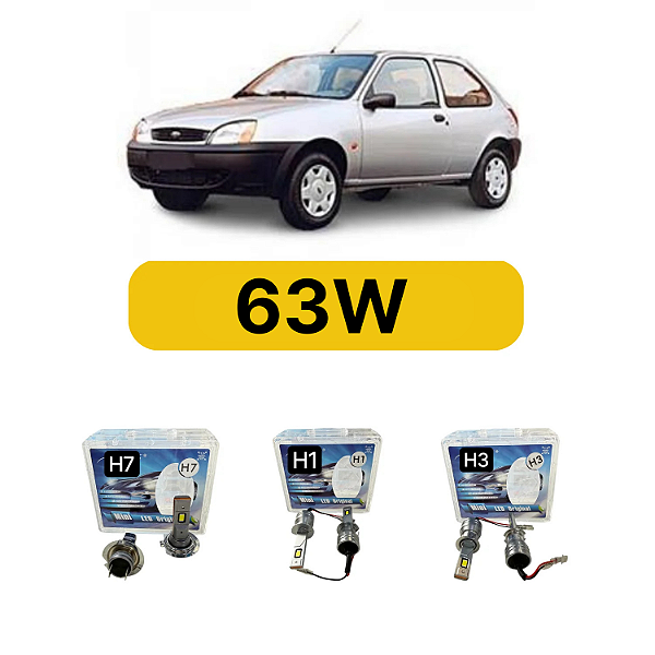 Kit LED Ford Fiesta (1996-2000) Farol Alto Baixo e Milha