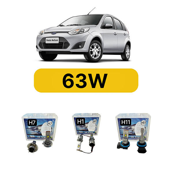 Kit LED Ford Fiesta Rocam (2013-2014) Foco Duplo- Farol Alto Baixo e Milha