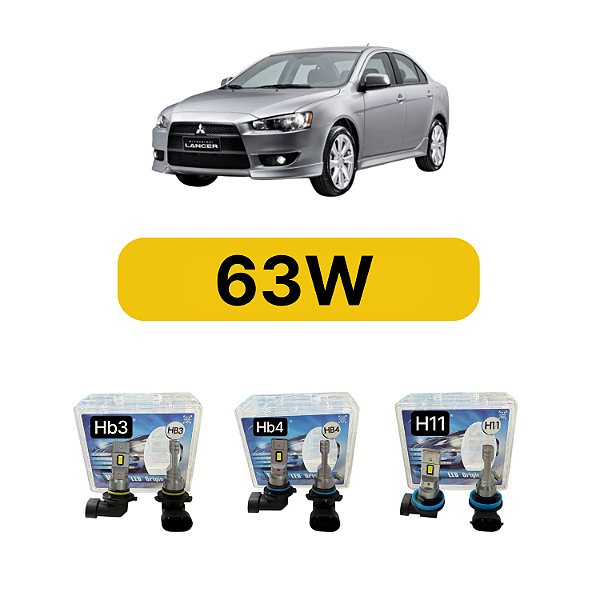 Kit LED Mitsubishi Lancer 2011 a 2019 - Farol Alto Baixo e Milha