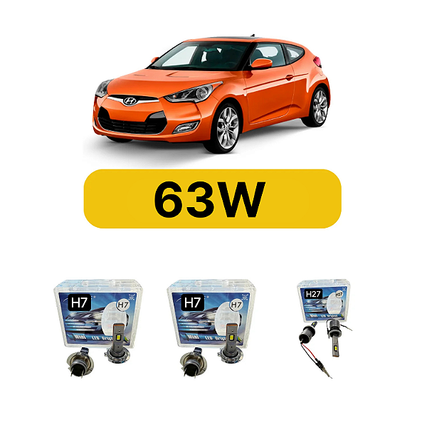 Kit LED Hyundai Veloster (2011-2014) - Farol Alto Baixo e Milha