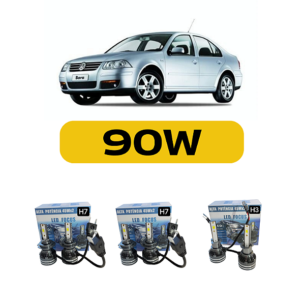 Kit Led Volkswagen Bora (2008-2011) Farol Alto, Baixo e Milha