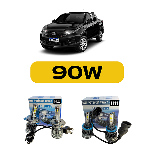 Kit Led Fiat Strada (2022-2025) Farol Alto, Baixo e Milha