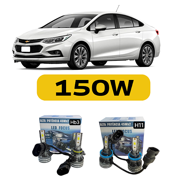 Kit Led Chevrolet Cruze (2017-2025) Foco Simples - Farol Alto, Baixo e Milha