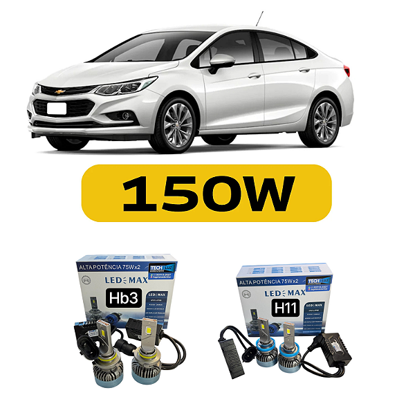 Kit Led Chevrolet Cruze (2017-2025) Foco Simples - Farol Alto, Baixo e Milha