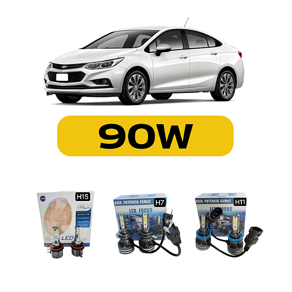 Kit Led Chevrolet Cruze (2008-2011) Foco Duplo - Farol Alto, Baixo e Milha