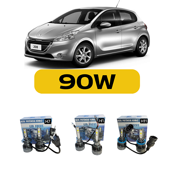 Kit Led Peugeot 208 (2013-2023) Farol Alto, Baixo e Milha