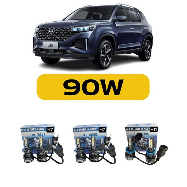 Kit LED Hyundai IX35 (2017-2021) Farol Alto Baixo e Milha