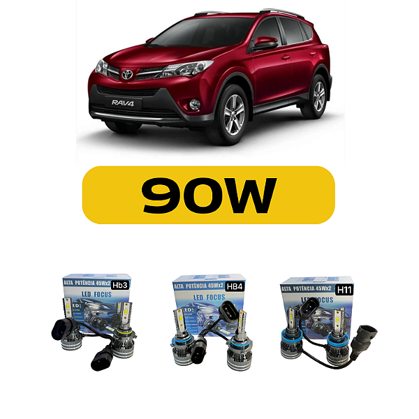 Kit LED Toyota RAV4 (2013-2018) Foco Duplo - Farol Alto Baixo e Milha
