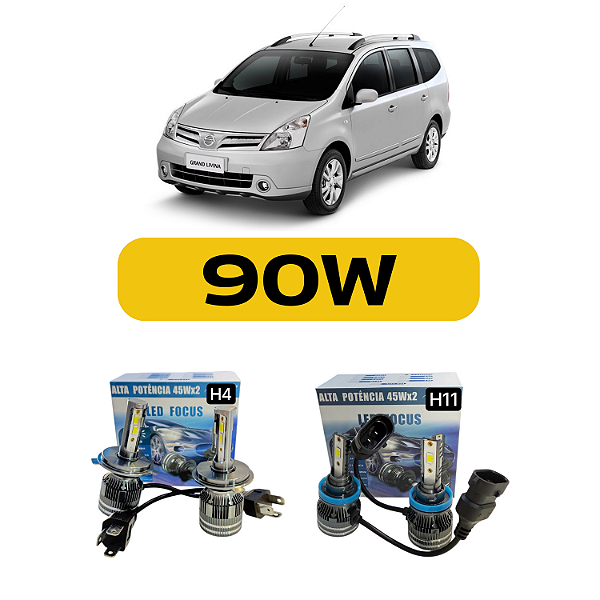 Kit LED Nissan Livina (Todos os anos) Farol Alto Baixo e Milha