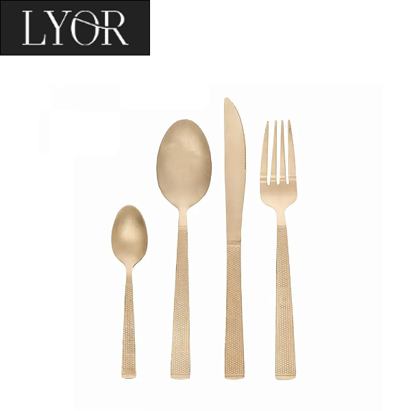 Faqueiro 16 Peças de Aço Inox Santorini Champanhe - Lyor