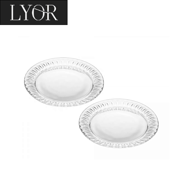 Conjunto 2 Pratos de Sobremesa de Cristal Radial 19,5cm - Lyor