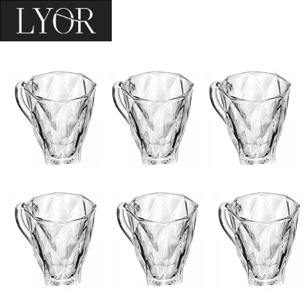 Conjunto 6 Canecas Diamond 180ml Cristal Ecológico - Lyor