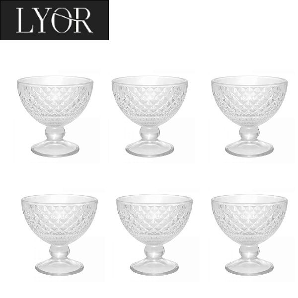 Conjunto 6 Taças de Sobremesa de Cristal Bico de Abacaxi 260ml - Lyor