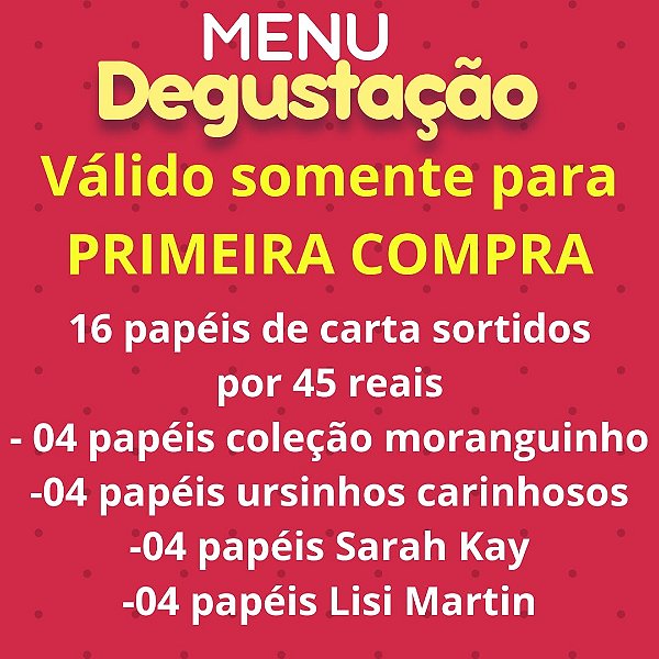 Menu Degustação Primeira Compra