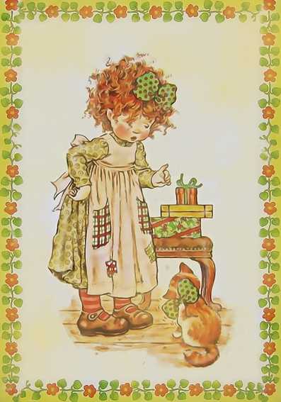 Papel de carta menina e flores verdes