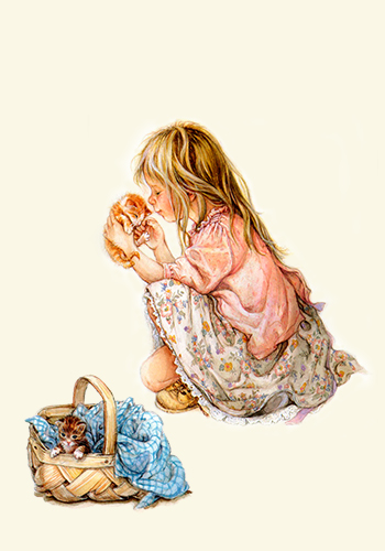 Papel de carta Menina e gatinho