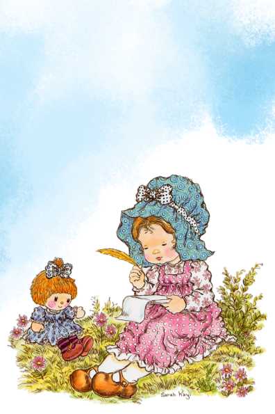 Papel de carta menina e boneca Sarah Kay