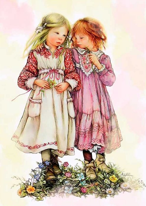 Papel de carta meninas nas nuvens art big Lisi