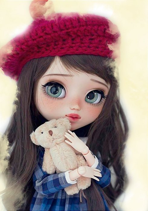 Conjunto Boneca abracada no ursinho