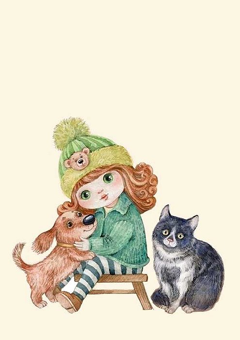 Papel de carta menina e pets