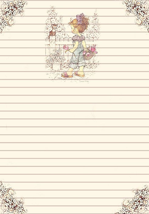 Papel de carta com linhas pautadas Sarah Kay