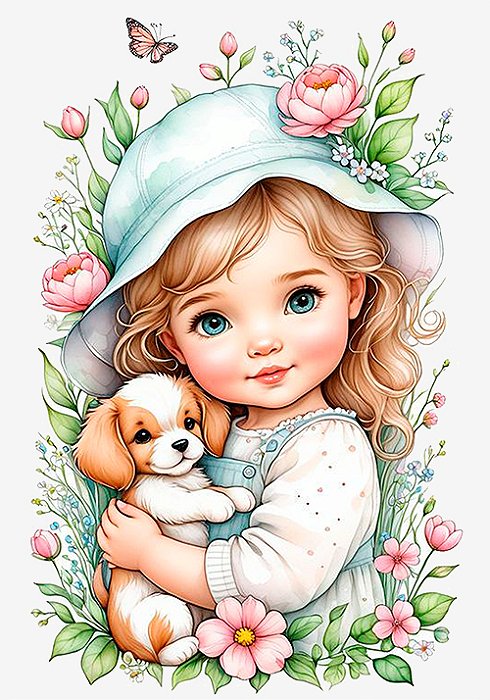 Papel de carta menina e cachorrinho