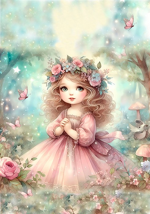 Coleção Meninas na floresta encantada - 3 papéis de carta EXCLUSIVOS