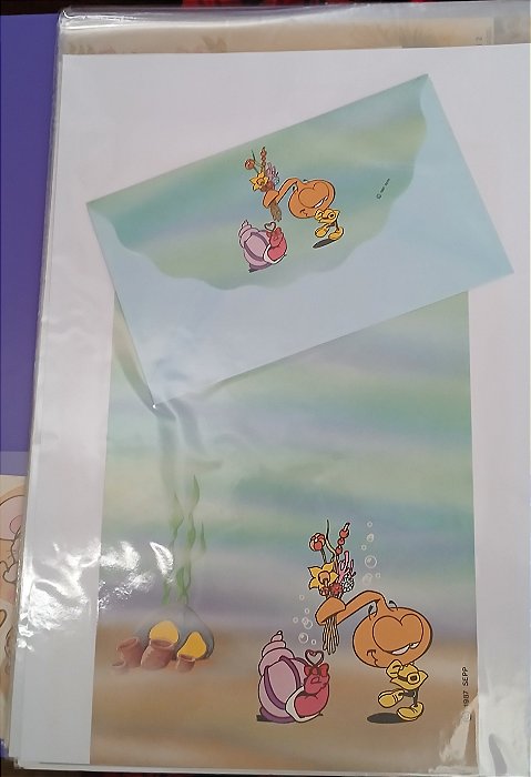 CONJUNTO SNORKS - 3 PAPEIS E 1 ENVELOPE