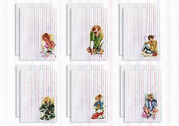 COLEÇÃO KARINA - 06 CONJUNTOS DE 02 PAPÉIS - TOTAL DE 12 PAPÉIS DE CARTA - FOTOS ABAIXO