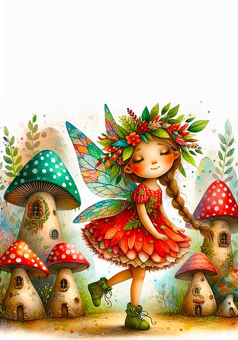 COLEÇÃO FADINHAS VESTIDAS DE FOLHAS  - 06 PAPÉIS DE CARTA