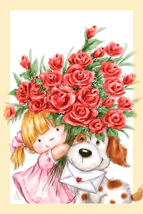 Papel de carta menina e pet