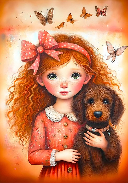 Conjunto menina e pet - 02 papéis de carta