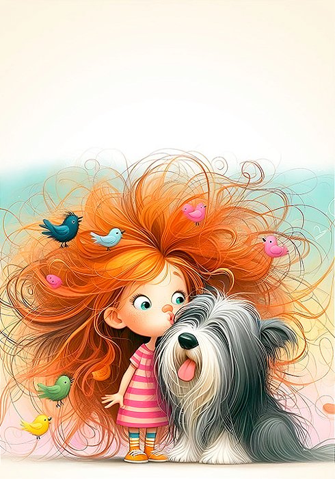 Papel de carta menina e pet