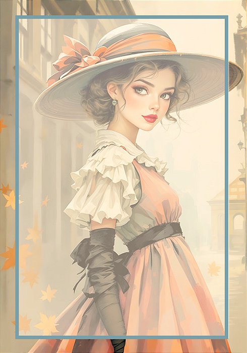 Papel de carta clarinho boneca vintage outono - original