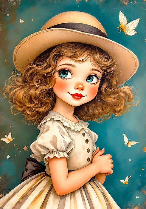 Papel de carta art big menininha antiga - original