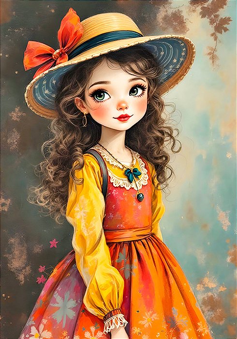 Papel de carta art big boneca vintage - original