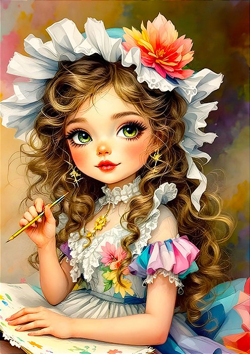 Papel de carta vívido boneca de porcelana art big