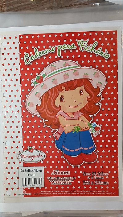 Capa de fichario antiga e colecionáveis Moranguinho - coleção Juliana Chaves