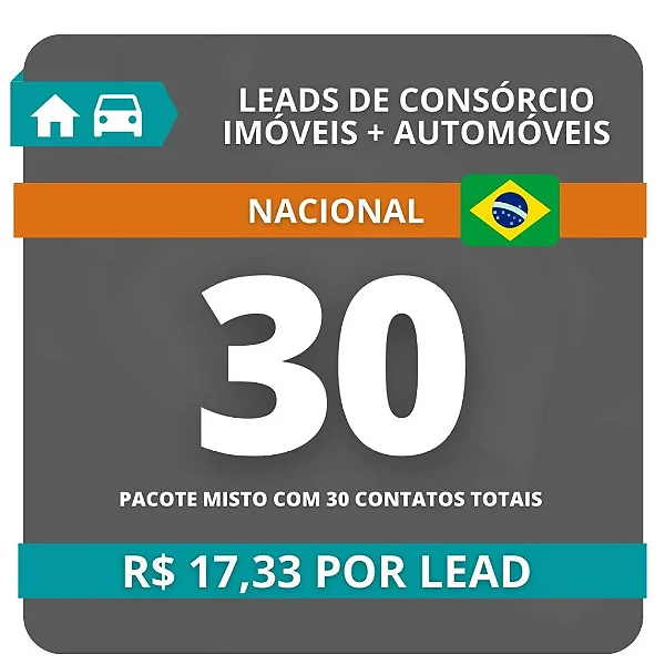 30 Leads de Consórcio Nacional (só Imóvel)