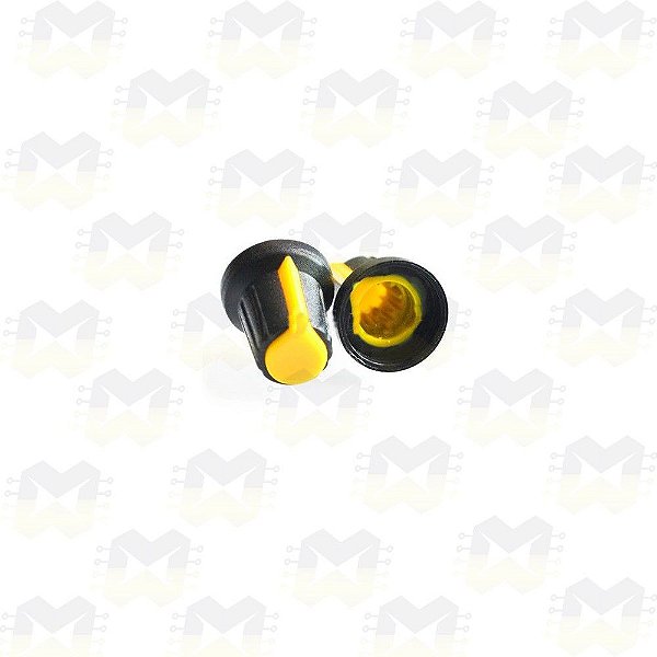 Knob Amarelo para Eixo 6mm Estriado