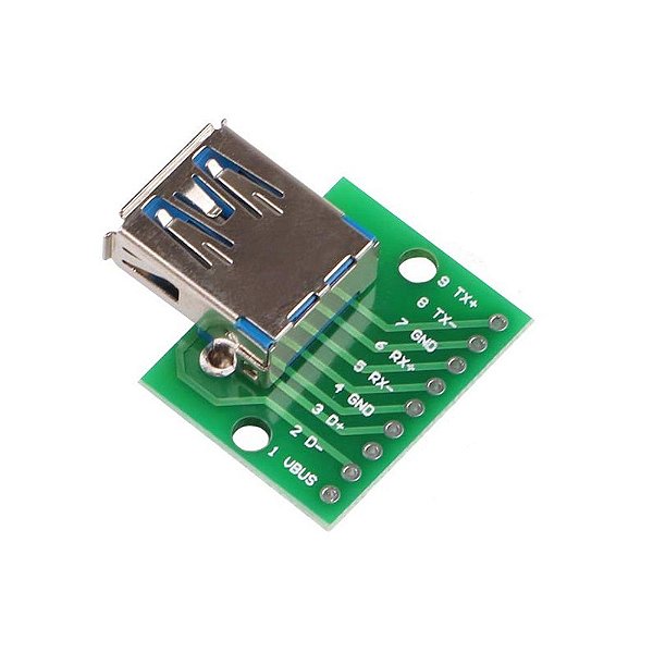 Adaptador Conector USB 3.0 Fêmea Tipo A para DIP 2.54mm