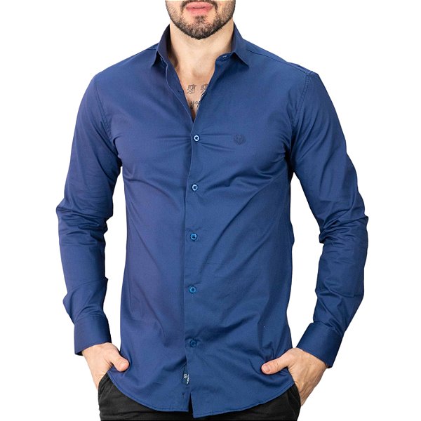 Camisa VersatiOld Custom Slim Fit Azul