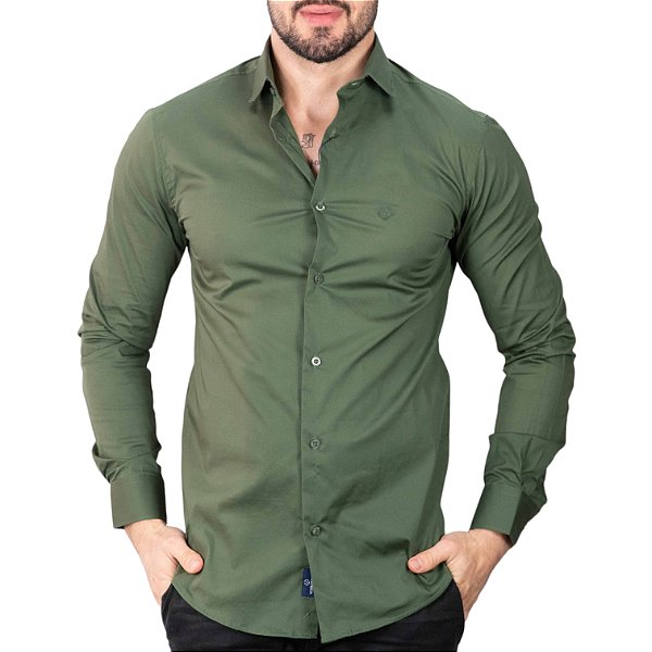 Camisa VersatiOld Custom Slim Fit Verde Musgo