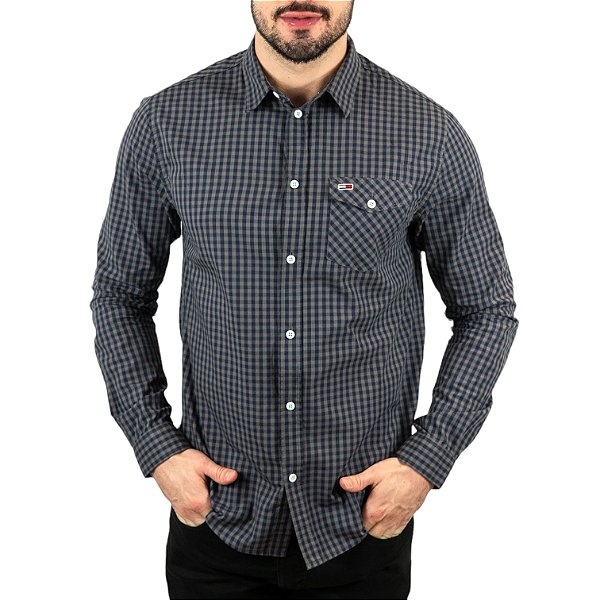 Camisa Tommy Jeans Xadrez Marinho