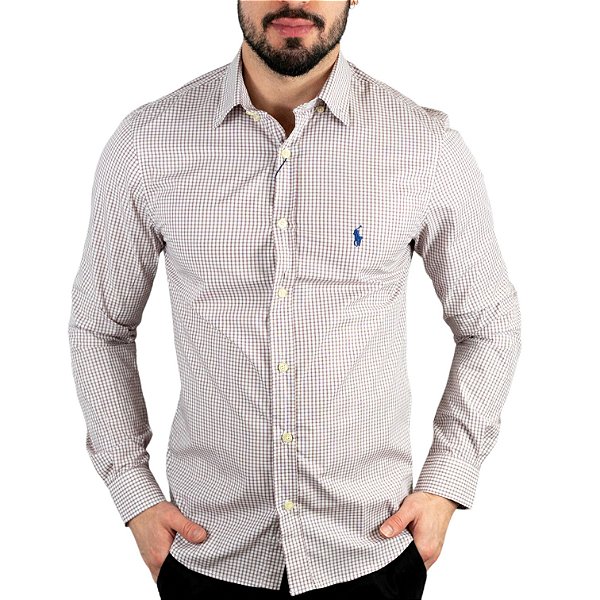 Camisa RL Xadrez Branco e Vermelho