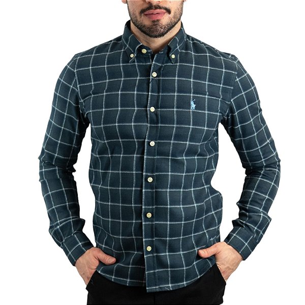 Camisa RL Xadrez Flanelada Azul Petróleo