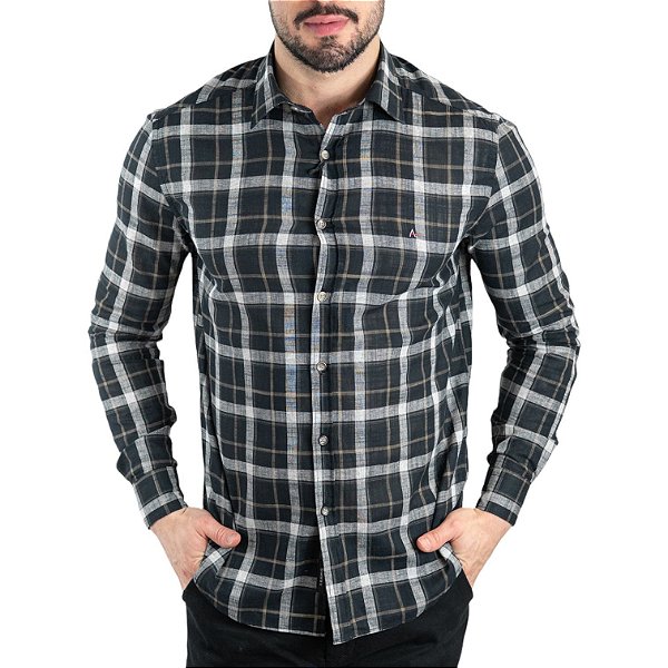 Camisa Aramis Xadrez Custom Slim Fit Preta