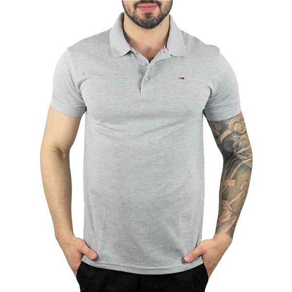 Camisa Polo Tommy Jeans Cinza Mescla